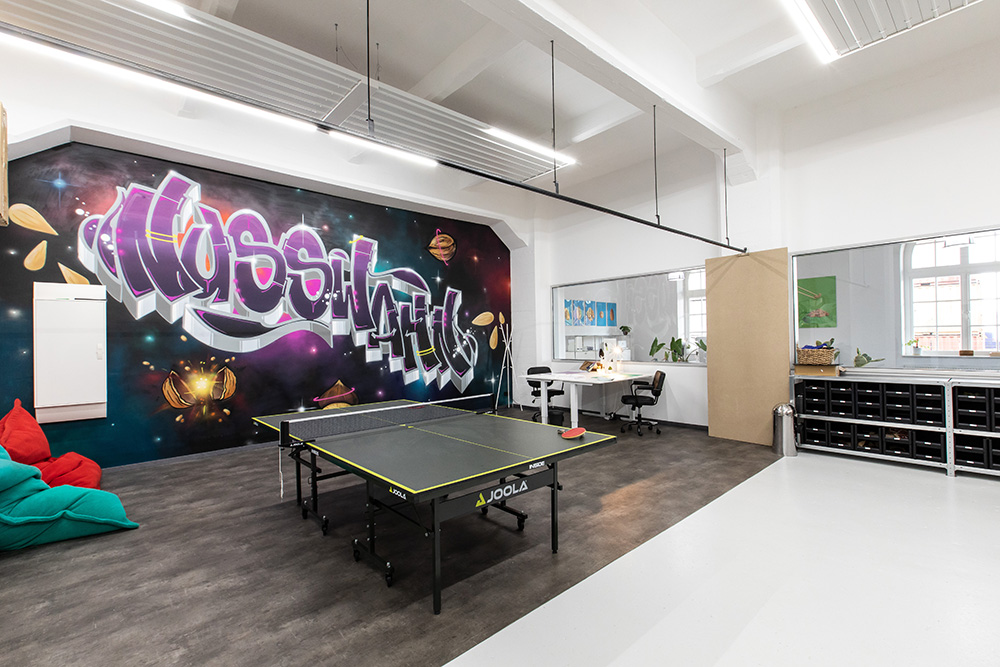 Tischtennisplatte im Nusswahn Büro im HAG Quartier